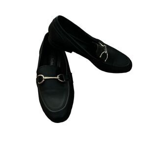 SOPHIA TAYLOR Black Leather Loafers Size 10W